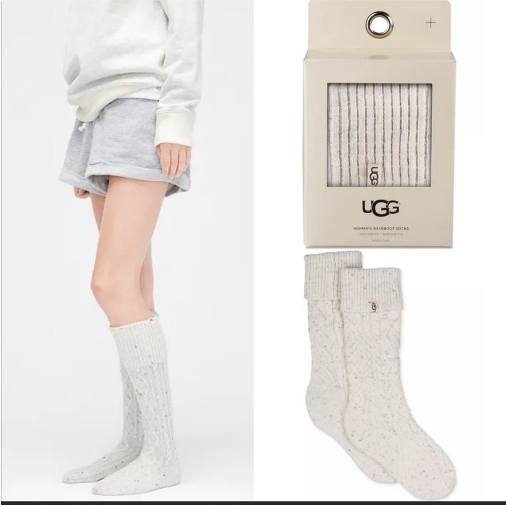 Ugg Rainboot Socks Shaye Tall Cream Shoe Size 9-11 NEW
